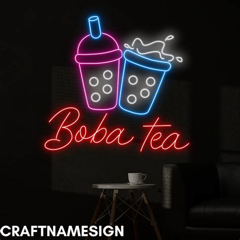 Custom Boba Tea Neon Sign Bubble Milk Tea Led Sign Custom Neon Sign