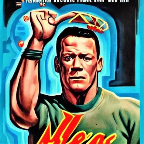 John Cena In S Pulp Sci Fi Movie Poster Stable Diffusion