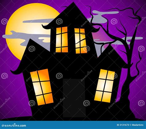 Haunted House Halloween Scene Stock Illustration - Illustration of ...