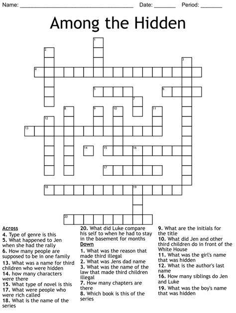 Among The Hidden Crossword Wordmint