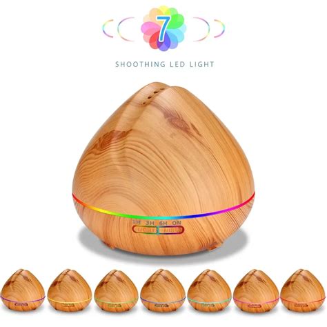 550ML Air Humidifier Aromatherapy Oil Diffuser With Wood Grain 7 Color