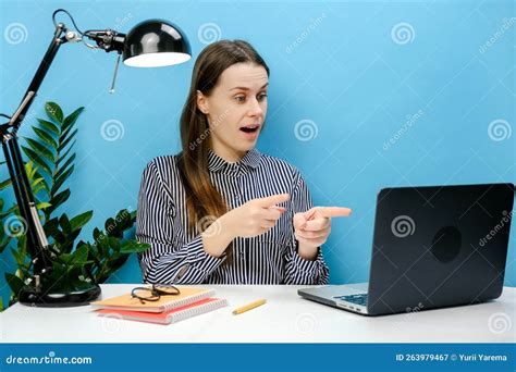 Portrait Of Amazed Shocked Secretary Employee Young Business Woman In