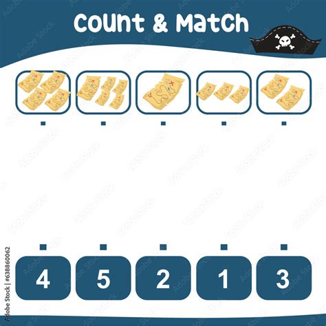 Count And Match Together The Pirate Treasure Map With The Number Counting Game Pirates Theme