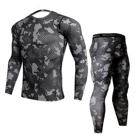 New Fitness Camo T Shirt Men Compression Shirt Pcs Sets Sportswear Mm