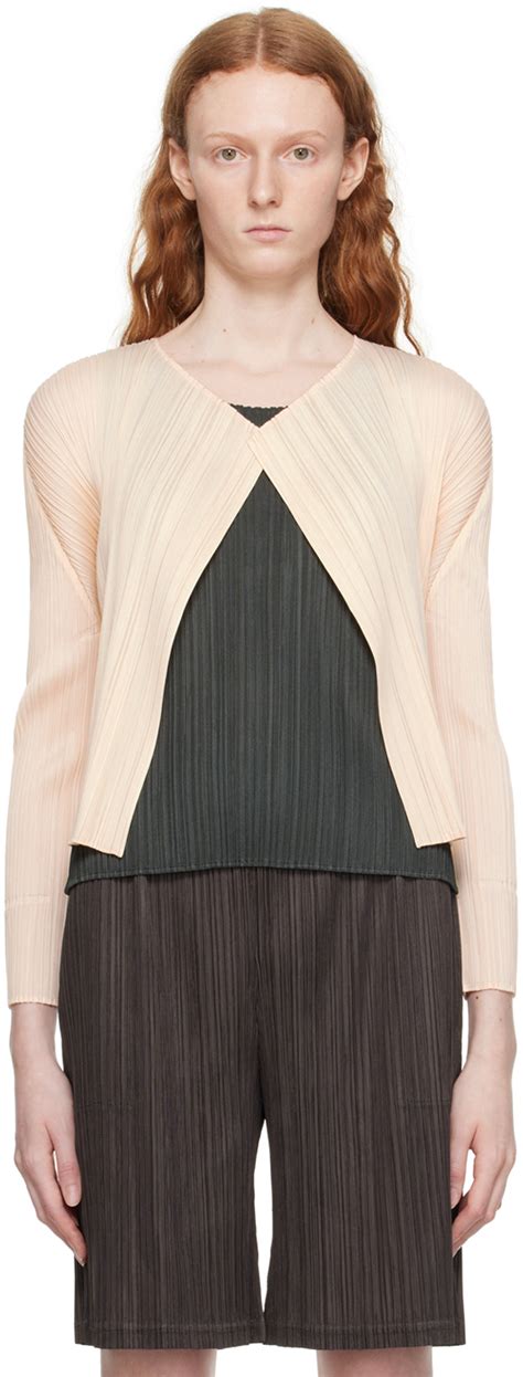 Pleats Please Issey Miyake Beige Monthly Colors February Cardigan