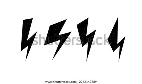 Textured Lightning Bolt Set Black Grunge Stock Vector Royalty Free