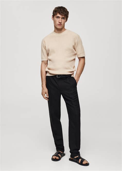 Ribbed Cotton T Shirt Man Mango Usa