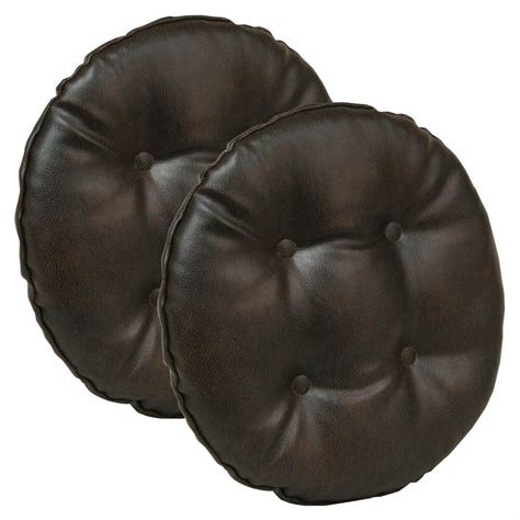 Set of 2 Faux Leather Round Bar Stool Seat Cushions Chair Covers Non ...