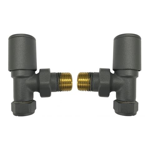 Dbs Anthracite Angled Roundhead Towel Radiator Valves