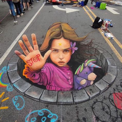 2 Photos Of 3d Chalk Art By Dazer At Chalktoberfest In Marietta Georgia Street Art Utopia