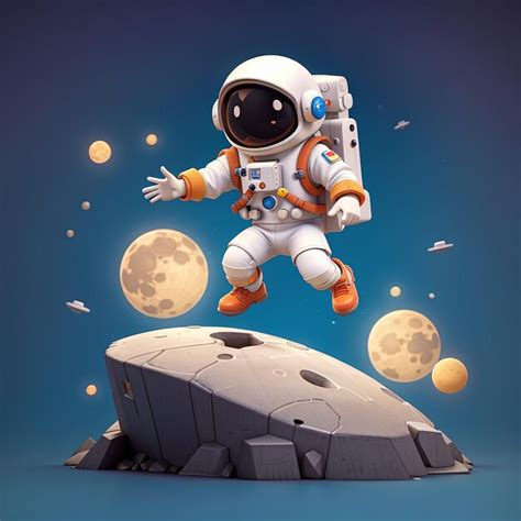 Premium Photo Cute Astronaut Parkour Jump On Moon Cartoon Vector Icon