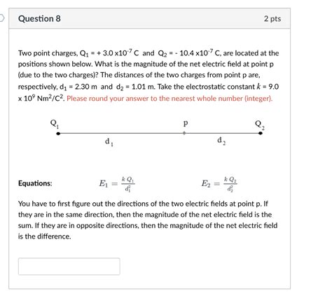 Solved Two Point Charges Q130×10−7c And Q2−104×10−7c