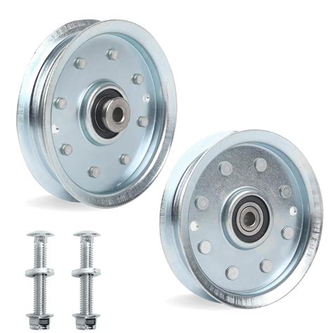 2 Pack TonGass Exact Replacement 4 7 8 Flat Idler Pulley Silver