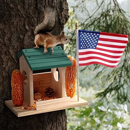 Amazon.com : Squirrel Feeder House Wooden Squirrel Picnic Table with ...