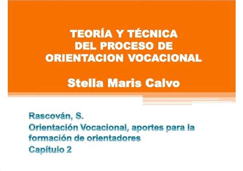 Pdf Teor A Y T Cnica Del Proceso De Orientacion Vocacional Stella