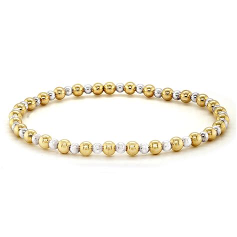 TWO-TONE GOLD FILLED STERLING SILVER BEADED BRACELET - Howard's Jewelry Center