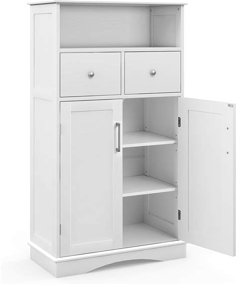 Giantex Bathroom Floor Storage Cabinet Freestanding Storage Cabinet With 2 Doors