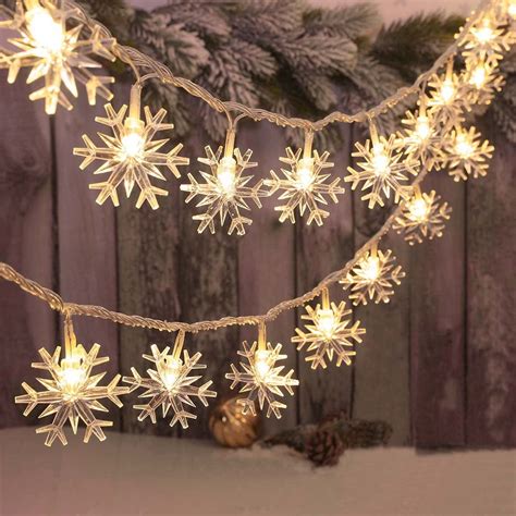 Rosnek LED Snowflake Sting Lights 10ft 20ft Christmas Fairy Lights