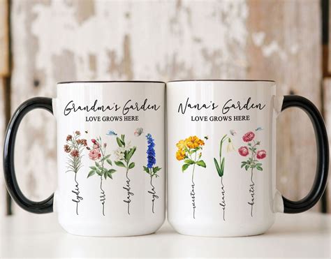 Personalized Birth Month Flower Mug Custom Birth Flowers Mug