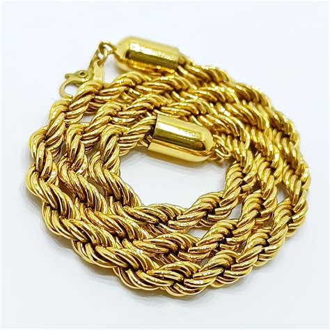 Vintage MONET Twisted Rope Chaine Choker 15 Short Gold Tone Chain