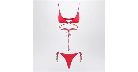 The Attico Two Piece Triangle Bikini In Red Lyst