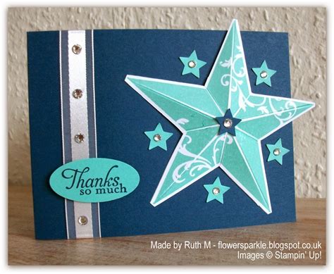 Flower Sparkle Two Star Thank You Cards