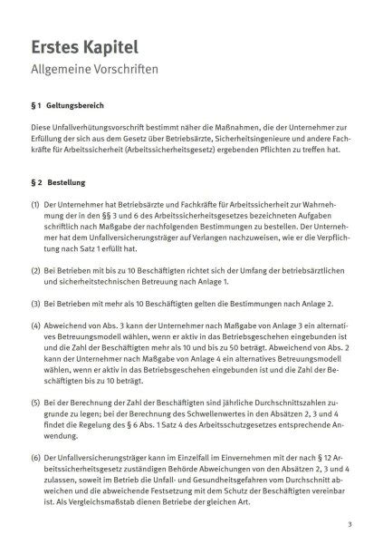 Betriebsärzte und Fachkräfte für Arbeitssicherheit bisher BGV A 2