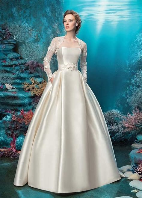 Lace Wedding Dresses Fabulous Satin Queen Anne Neckline Long Sleeves