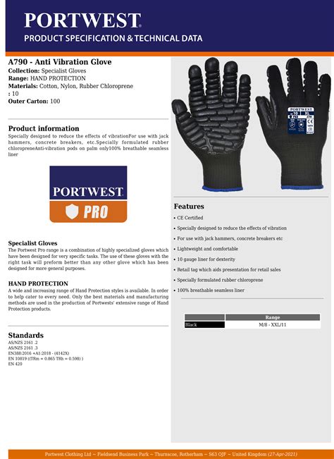 Portwest® Anti Vibration Gloves A790 Jack Hammer Gloves