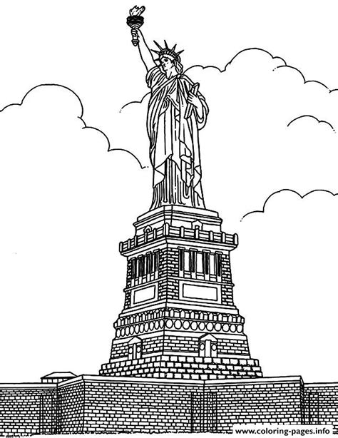 City Coloring Adult New York Statue Liberte Coloring Page Printable