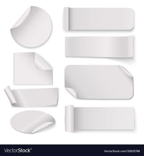 Realistic Detailed 3d White Blank Sticker Template