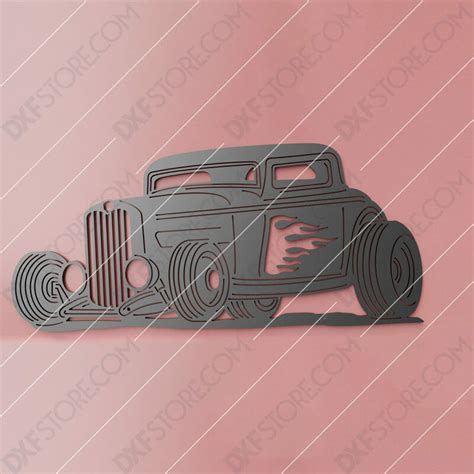 Hot Rod With Flames Classic Car 1932 Ford Coupe Dxf File Cut Ready