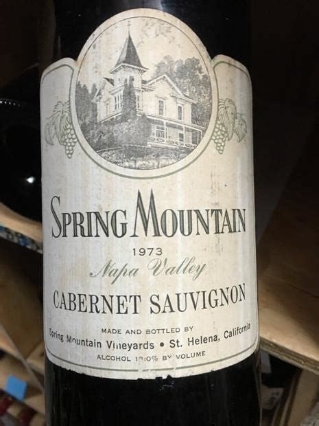 1973 Spring Mountain Vineyard Cabernet Sauvignon Usa California Napa