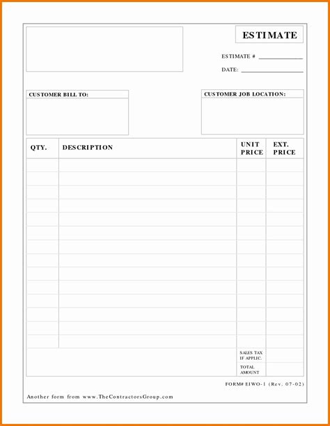 Contractor Estimate Template Free Download New Construction Estimate forms Free Example Of ...