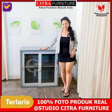 Jual Filling Cabinet Lemari Arsip Besi 2 Pintu Sliding Kaca