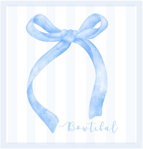 Premium Vector Trendy Blue Coquette Ribbon Bow Watercolor Hand