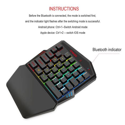 Buy Hxsj K Wireless Bluetooth One Handed Keyboard Optical Wired