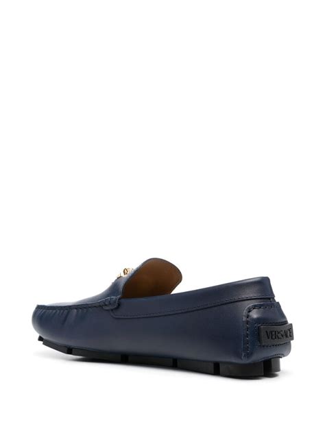 Versace La Medusa Leather Loafers Blue FARFETCH