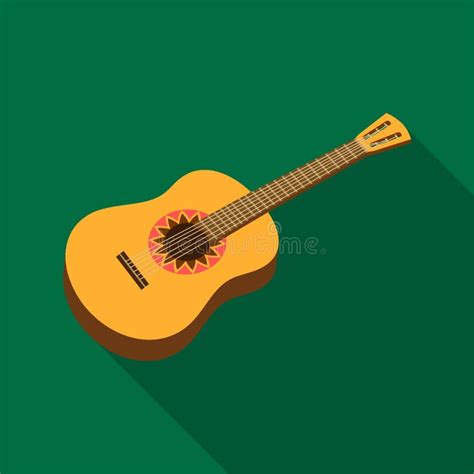 Mexican Acoustic Guitar Icon In Flat Style Isolated On White Background