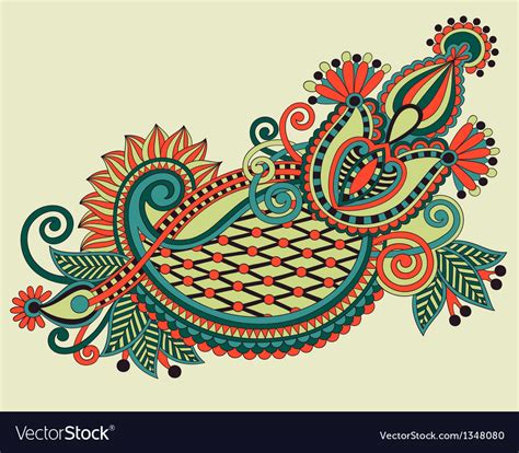 Original Hand Draw Line Art Ornate Flower Design Vector Image