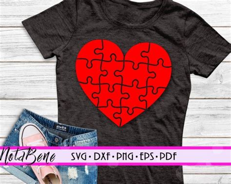 Puzzle Heart Svg Cut File Valentines Day Svg Love Svg Heart Etsy