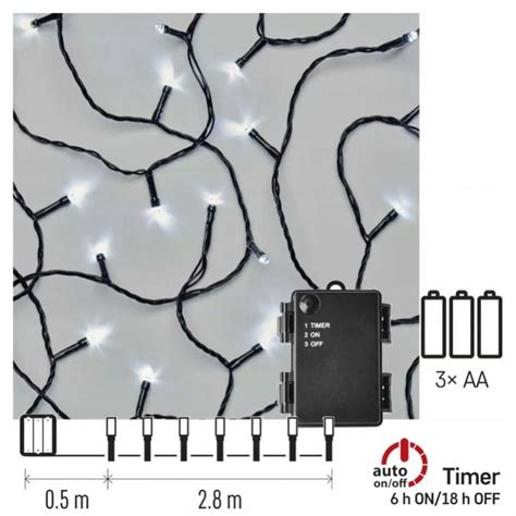 Lampki choinkowe LED Cluster 40 LED 2 8m 3xAA zimna biel zewnętrzne