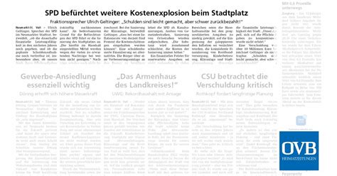 SPD befürchtet weitere Kostenexplosion beim Stadtplatz OVB