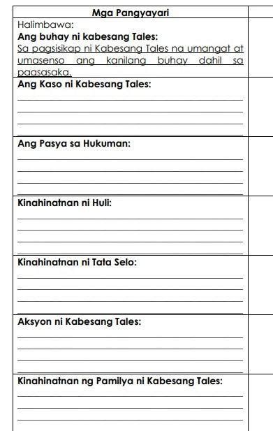 Panuto Isulat Ang Hinihinging Sagot Sa Bawat Linya Sa Kabilang Kahon