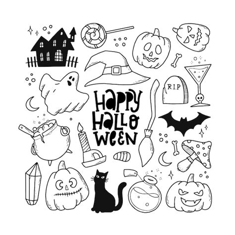 Premium Vector Set Of Sketched Halloween Doodles