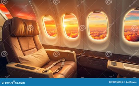 Luxury First Class Seat In Airplane At Sunset Generative Ai Stock Illustration Illustration