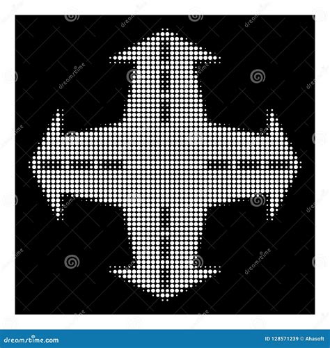 White Halftone Intersection Directions Icon Stock Vector Illustration