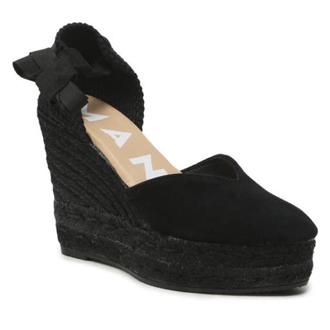 Alpargatas Manebi Heart Shaped Wedge Espadrilles R Wh Black On Tone