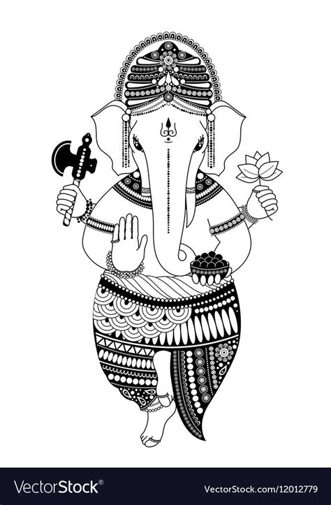 Ganesha In Black And White Royalty Free Vector Image