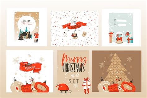 Premium Vector Christmas Themed Greeting Set